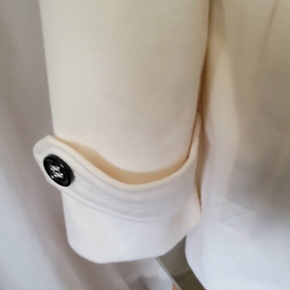 Apt. 9 Pea Coat Single breasted Warm White Large 60% Wool Classic Chic Cottage - Picture 5 of 16